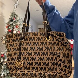 Michael Kors Tan and Black Signature Tote